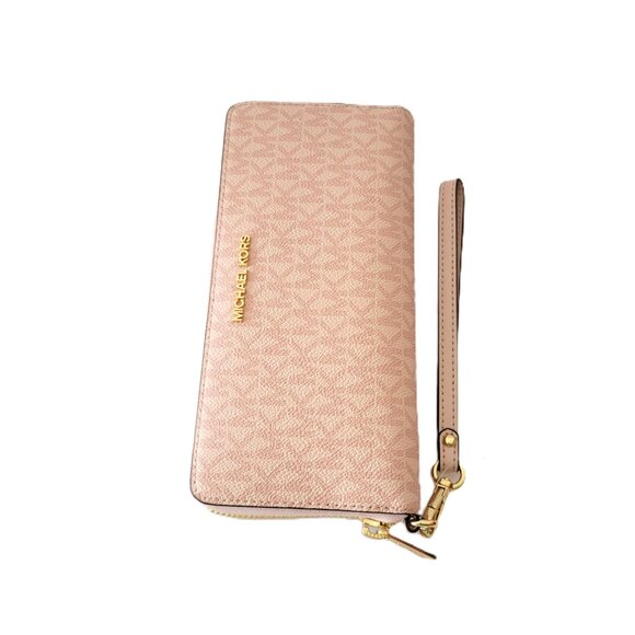 Michael Kors Jet Set Travel Large Travel Continental Wallet MK Logo Powder Blush - Picture 4 of 6